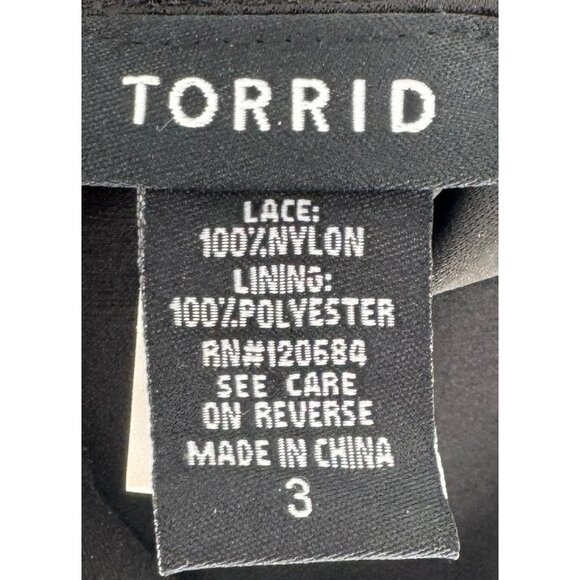 Torrid Black Sleeveless Lace Peplum Top With Sheer Back & Zipper Closure - Picture 7 of 9